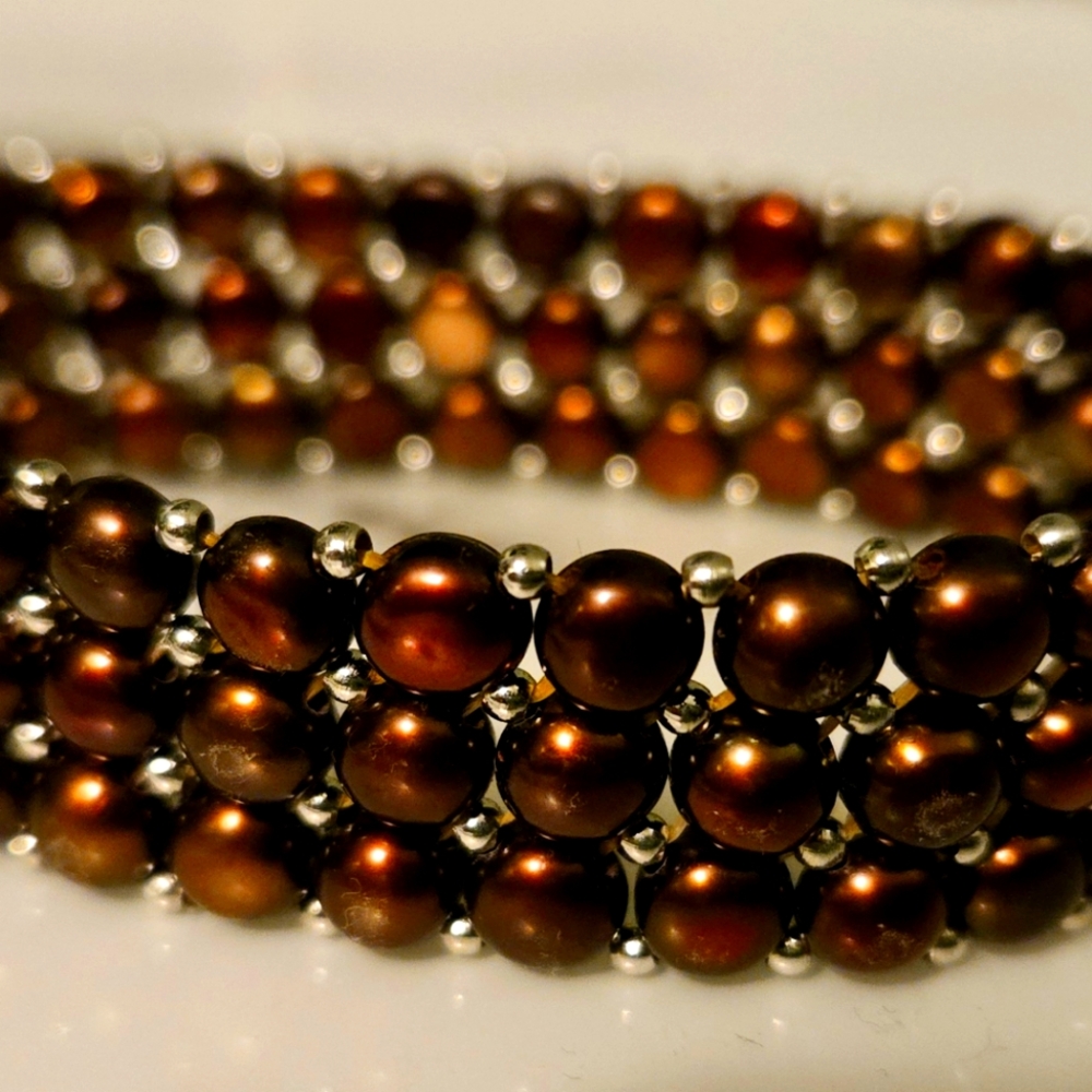 Freshwater Pearl Sterling Silver Stretch Bracelet